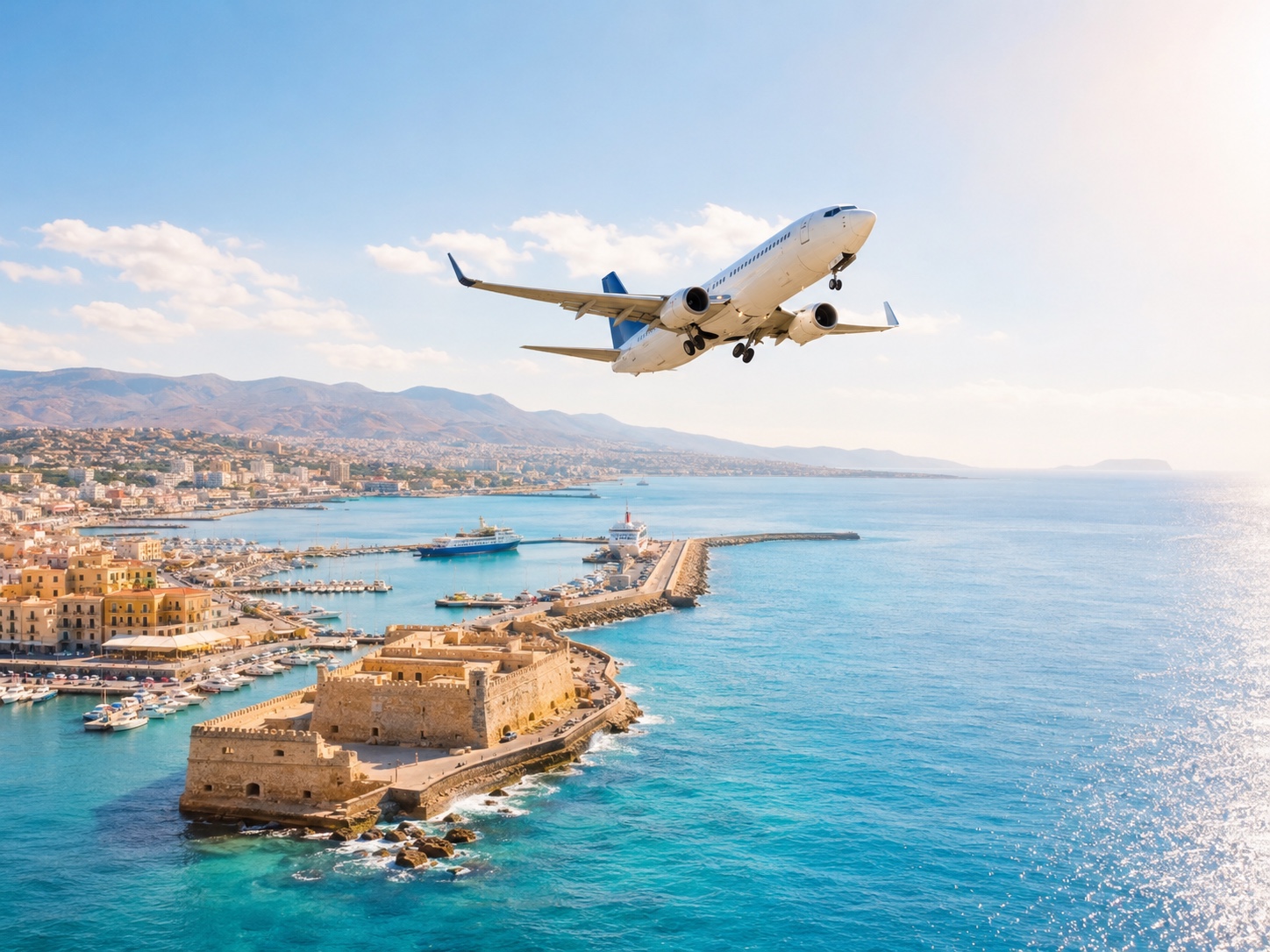 Αεροπλάνο πάνω από το λιμάνι του Ηρακλείου